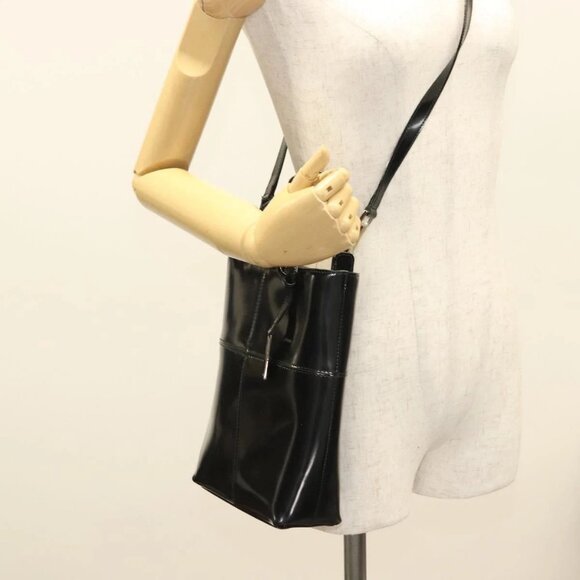 GUCCI Hand Bag Enamel 2way Black Gold 000 2113 - Picture 14 of 16